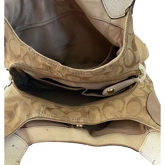 Vintage Coach Patchwork Purse Double Strap Shoulder Bag Luxury Formal Designer - Picture 13 of 16